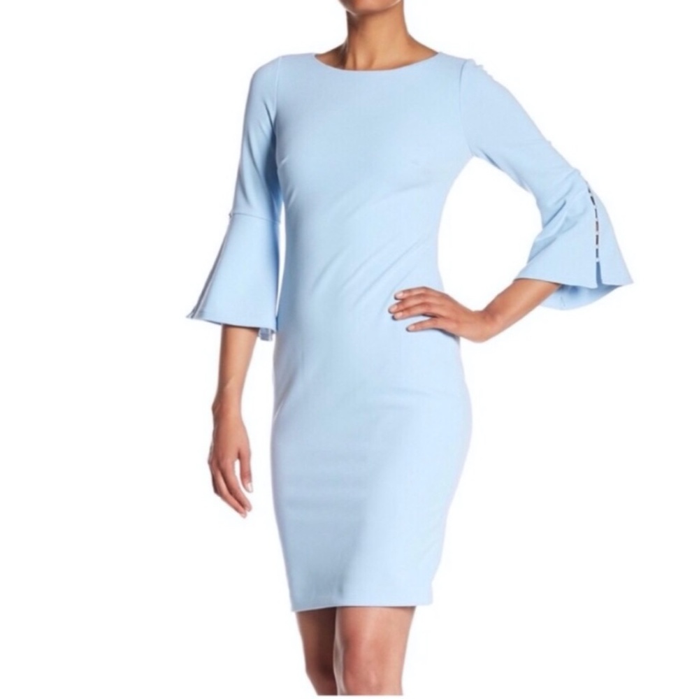 Calvin Klein light blue bell sleeve dress